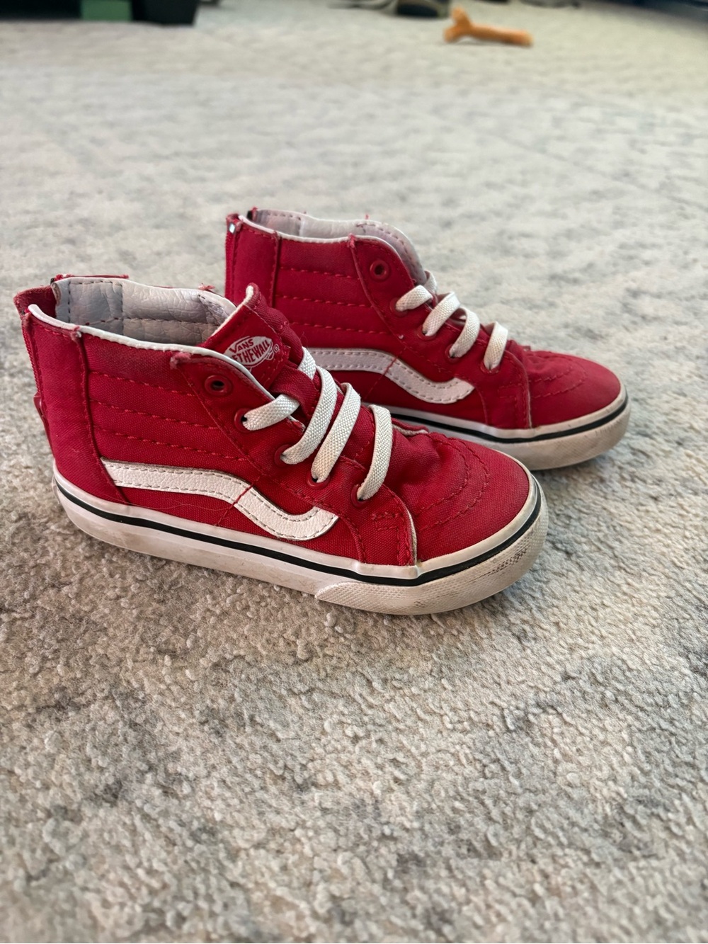 Vans Kids Red and White High-Top Sneakers